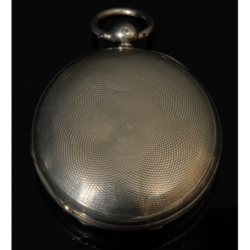 1267 - A silver hunter pocket watch, by U. Plimer, Wellington, 4.3cm dial inscribed with Roman numerals, ke... 