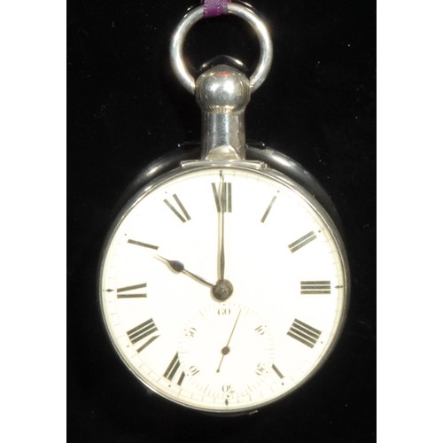 1273 - A silver pair case pocket watch, by John Parr, Liverpool, 4.5cm dial inscribed with Roman numerals, ... 