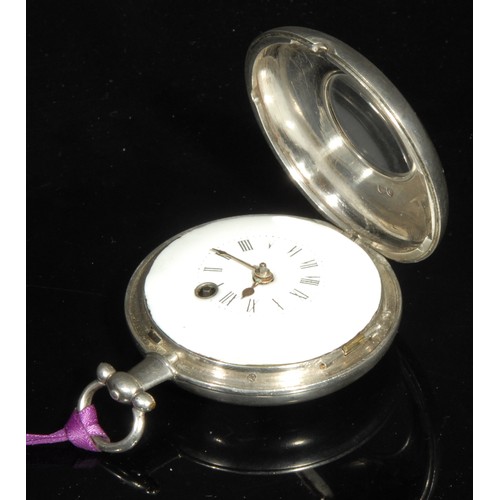 1259 - A George III silver half hunter pocket watch, by William Holliwell, Wirksworth, apprentice to John W... 