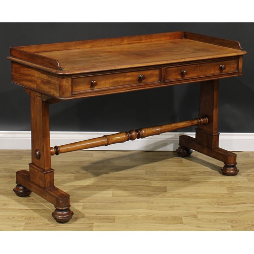 2309 - A William IV mahogany washstand, rectangular top with three-quarter gallery above a pair of frieze d... 