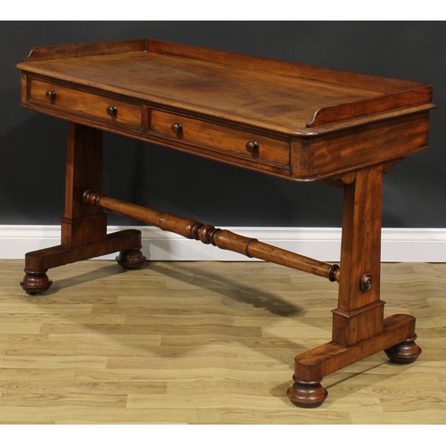 2309 - A William IV mahogany washstand, rectangular top with three-quarter gallery above a pair of frieze d... 