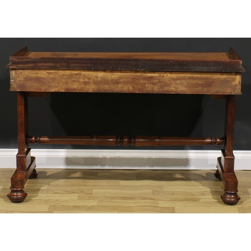 2309 - A William IV mahogany washstand, rectangular top with three-quarter gallery above a pair of frieze d... 