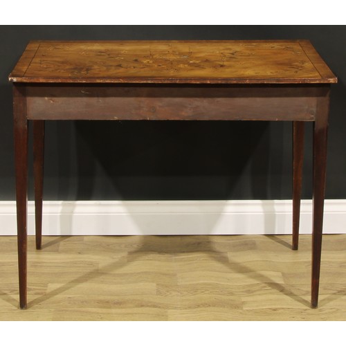 1617 - A 19th century mahogany and marquetry side table, rectangular top inlaid with an urn and flowering l... 