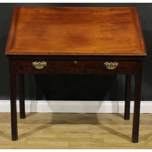 1797 - A George III mahogany double-rise architect’s table, rectangular top height and angle adjustable on ... 