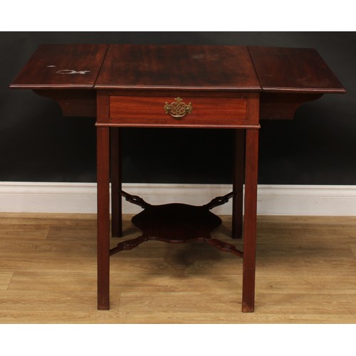 1698 - A 19th century mahogany Pembroke table, rectangular top with moulded edge and fall leaves above a si... 