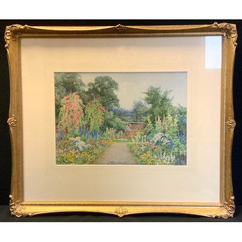 740 - Theresa Sylvester Stannard (1898-1947), A Corner of the Garden, signed, watercolour, Gallery label v... 