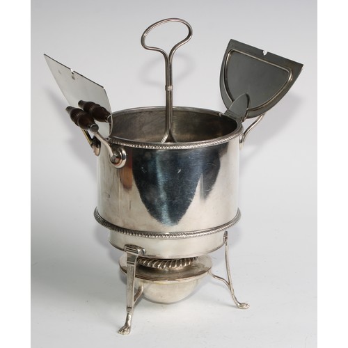 808 - A George III Old Sheffield Plate circular egg boiler, hinged twin-covers enclosing a four-section fr... 