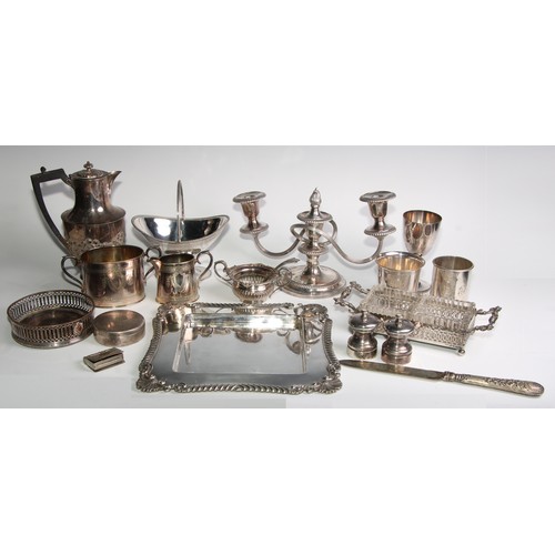 849 - Silver Plated Ware - a pair of pepper grinders; a Communion pyx; a sugar basket; a wine coaster; a F... 