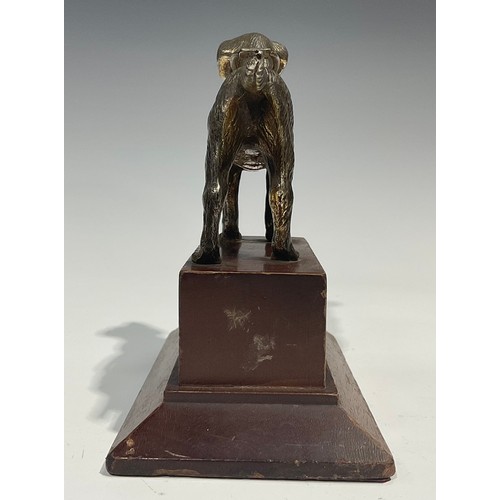 2095 - A pair of silvered models or car mascots, as dogs, by Louis Lejeune Ltd, mahogany plinths, 16cm high