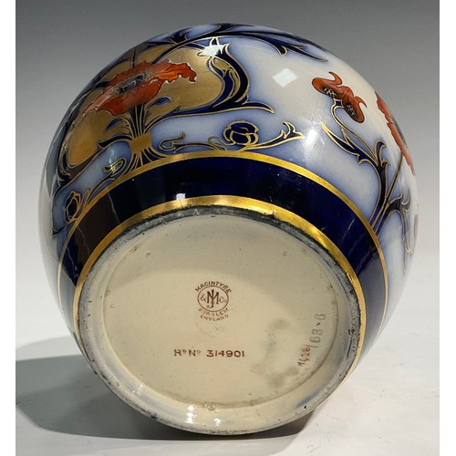 66 - A William Moorcroft Macintyre & Co Aurelian ovoid vase, 13cm high, Rd. No.314901, printed and impres... 