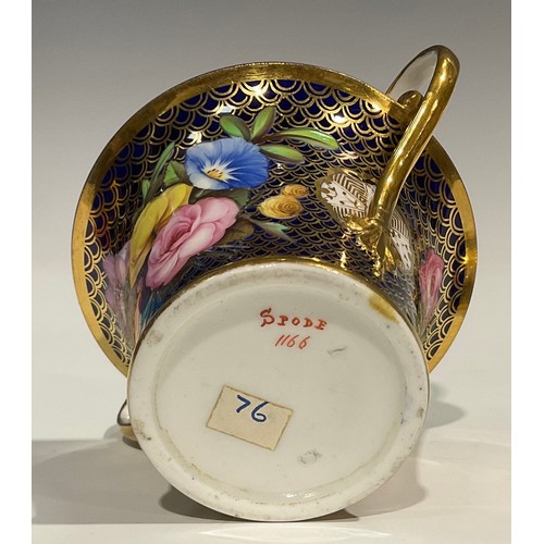 150 - A Spode flared cylindrical violeteer or pot pourri vase and cover, finely painted in coloured enamel... 