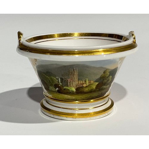 124 - A Flight, Barr & Barr cabinet cup and saucer, the cup painted with a gentleman traveller, with gilt ... 