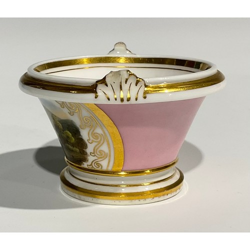 124 - A Flight, Barr & Barr cabinet cup and saucer, the cup painted with a gentleman traveller, with gilt ... 