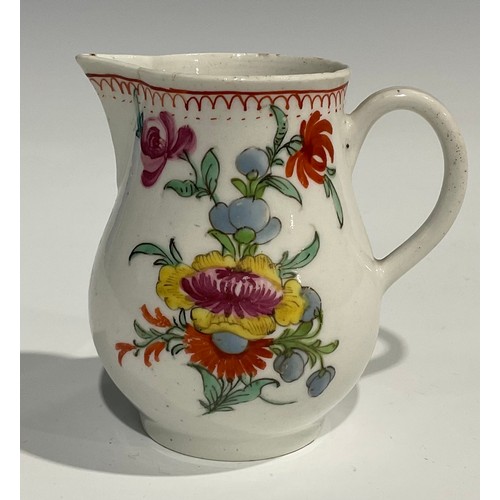 223 - A Worcester sparrow beak jug, decorated in polychrome, with stylised flowers and foliage, crows foot... 