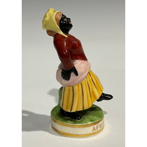 251 - A pair of Sampson Hancock Derby figures, of Billy Waters and African Sall, in burgundy coat and stri... 