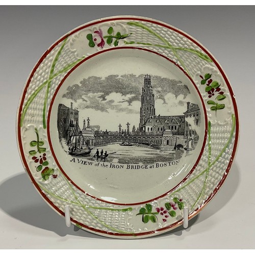 335 - A set of three Staffordshire nursery plates, The Horse and The Donkey, printed in monochrome and pic... 