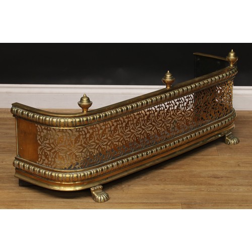 1716 - A 19th century pierced brass fire curb or fender, 41.5cm high, 116.5cm wide, 35cm deep