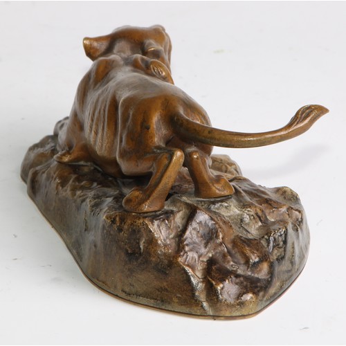 2704 - Continental School (early 20th century), a patinated bronze, of a mountain lion, stalking a rocky ou... 