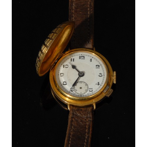 1306 - Golf - a 9ct gold novelty hunter wristwatch, as a Dunlop No.3 golf ball, inscribed in blue and red e... 