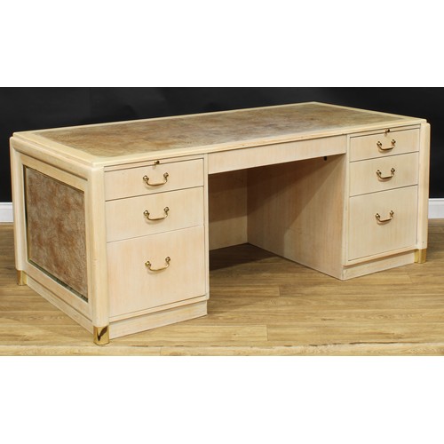 2378 - Sir Michael Caine - Lady Caine’s Desk - a birch and elm veneer desk, rectangular top above a pair of... 