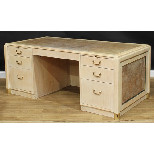 2378 - Sir Michael Caine - Lady Caine’s Desk - a birch and elm veneer desk, rectangular top above a pair of... 