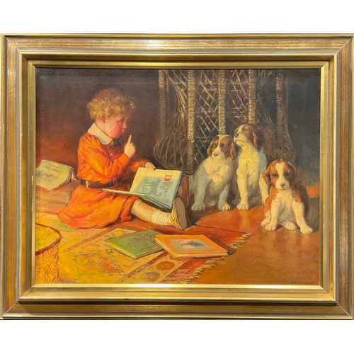 671 - Joseph Warren (20th century)
Story Time
signed, oil on canvas, 49cm x 65cm