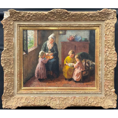 570 - Bernard Jean Corneille Pothast (1882-1966), Helping Mother, signed, oil on canvas, 31cm x 39cm