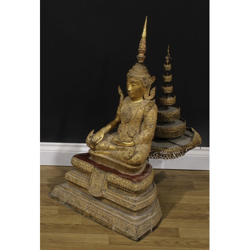 463 - Chinese/Siamese School (19th century), a large gilt bronze Buddha, 84cm high