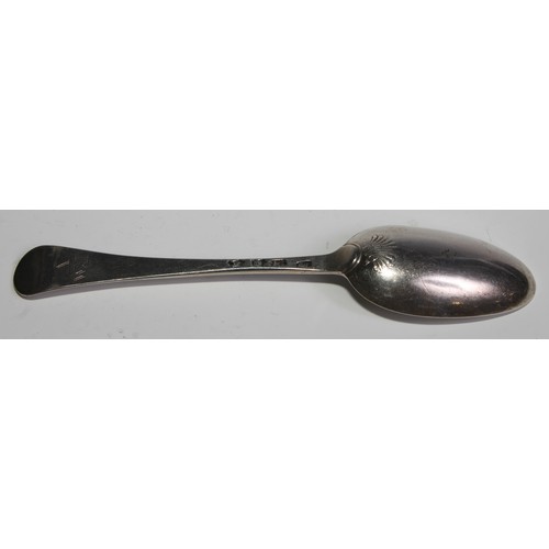 786 - A George II silver Hanoverian pattern tablespoon, shell heel, 20.5cm long, London 1745; another, cre... 