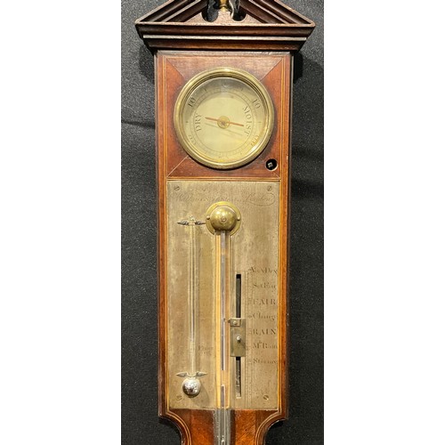 2078 - A George III mahogany stick barometer, silvered register inscribed Watkins St Jas Street, London, br... 