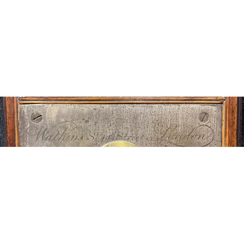 2078 - A George III mahogany stick barometer, silvered register inscribed Watkins St Jas Street, London, br... 