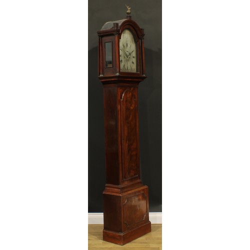 2458 - A George III mahogany longcase clock, 30cm arched silvered dial inscribed Fredk Miller, London, Roma... 