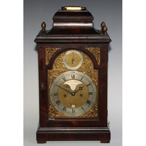 1758 - A George III mahogany repeating bracket clock, 17.5cm arched brass dial inscribed John Ward, London,... 