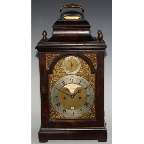 1758 - A George III mahogany repeating bracket clock, 17.5cm arched brass dial inscribed John Ward, London,... 