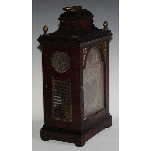 1758 - A George III mahogany repeating bracket clock, 17.5cm arched brass dial inscribed John Ward, London,... 