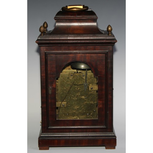 1758 - A George III mahogany repeating bracket clock, 17.5cm arched brass dial inscribed John Ward, London,... 