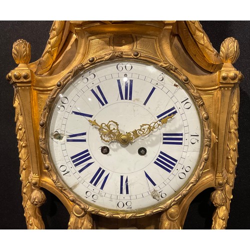 2408 - A 19th century French Belle Époque ormolu cartel wall clock, 17cm circular enamel dial with Roman an... 