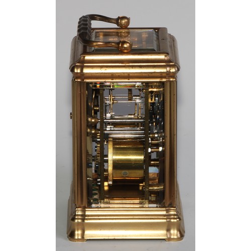 2409 - A 19th century French gilt brass petit sonnerie carriage clock, by Vieyres & Repingon, Paris, 6cm re... 