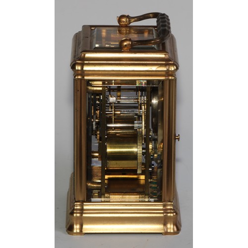 2409 - A 19th century French gilt brass petit sonnerie carriage clock, by Vieyres & Repingon, Paris, 6cm re... 