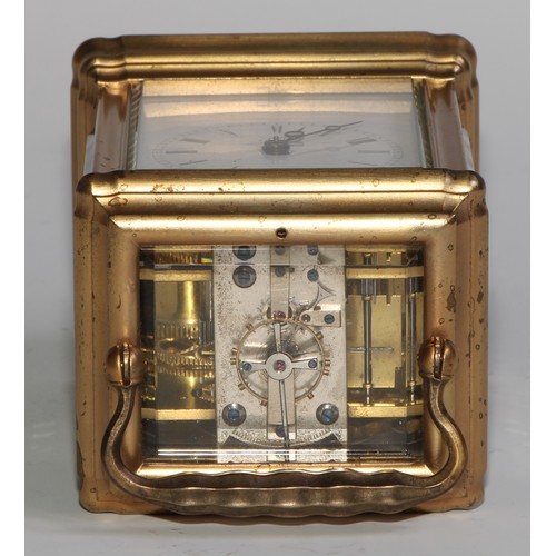 2409 - A 19th century French gilt brass petit sonnerie carriage clock, by Vieyres & Repingon, Paris, 6cm re... 