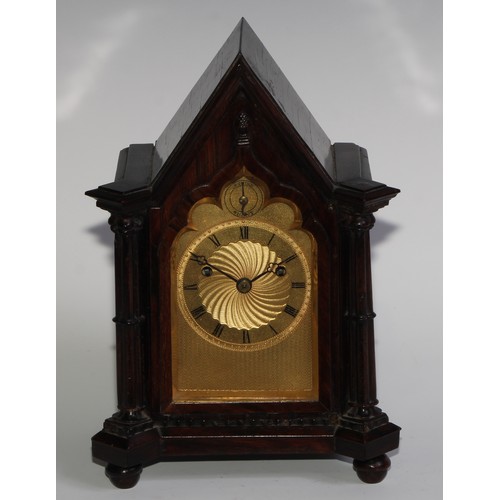 1760 - A George/William IV Gothic Revival rosewood bracket clock, of small almost carriage proportions, 8cm... 