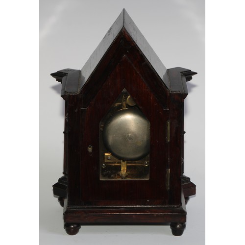 1760 - A George/William IV Gothic Revival rosewood bracket clock, of small almost carriage proportions, 8cm... 