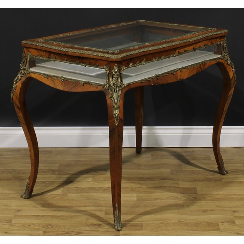 2520 - A Louis XV Revival gilt metal mounted rosewood bijouterie table, hinged top, French cabriole legs, 7... 