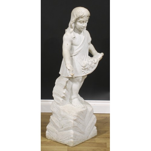 1892 - Continental School, a white Carrara marble, The Flower Picker, 104cm high