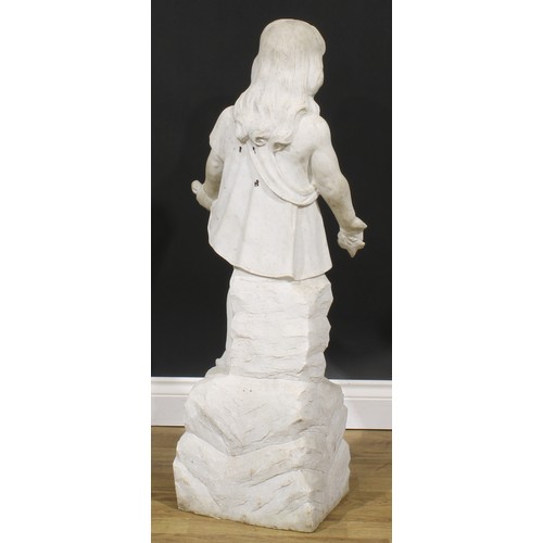 1892 - Continental School, a white Carrara marble, The Flower Picker, 104cm high