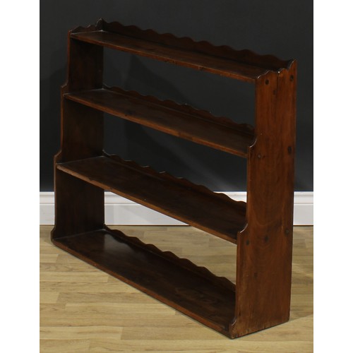 1708 - A 19th century mahogany wall hanging waterfall bookcase, 77cm high, 99cm wide, 21.5cm deep