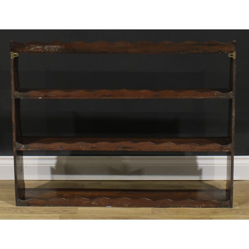 1708 - A 19th century mahogany wall hanging waterfall bookcase, 77cm high, 99cm wide, 21.5cm deep