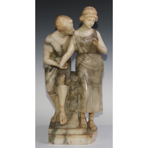 1897 - Guglielmo Pugi (1850-1915), Italian, an alabaster, Consolation, signed Pugi, 59cm high