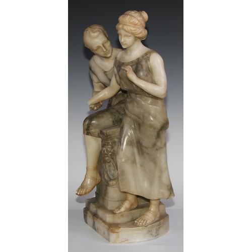 1897 - Guglielmo Pugi (1850-1915), Italian, an alabaster, Consolation, signed Pugi, 59cm high