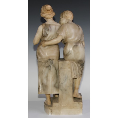 1897 - Guglielmo Pugi (1850-1915), Italian, an alabaster, Consolation, signed Pugi, 59cm high